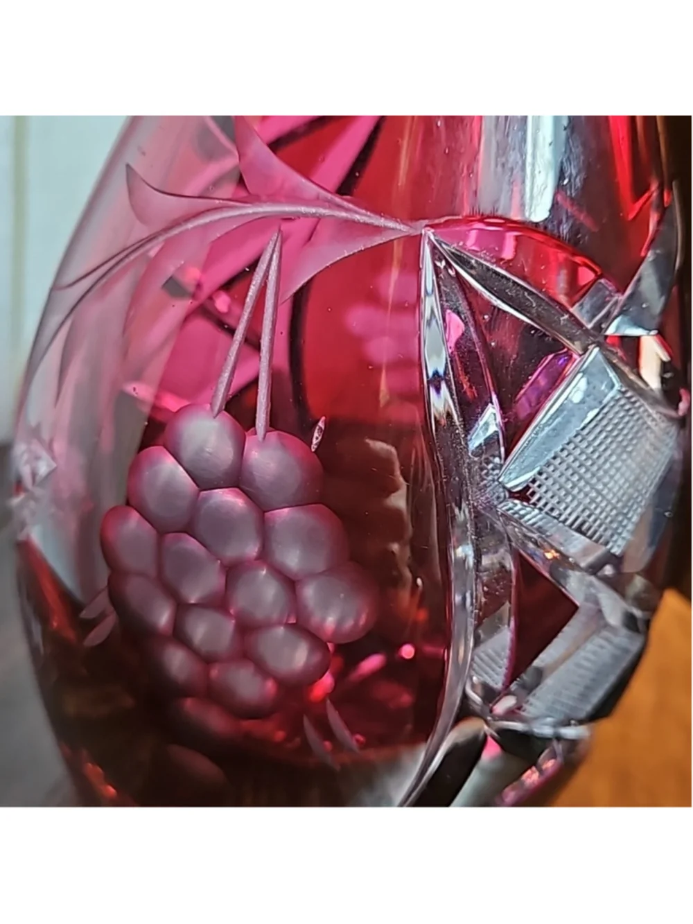 Natchtmann Bleikristall Crystal Germany Vintage Cranberry Cut Glass Decanter